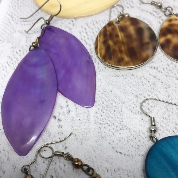 BUNDLE lot 7 shell earrings boho beach costal summer fun statement dangle drop. - Picture 5 of 11